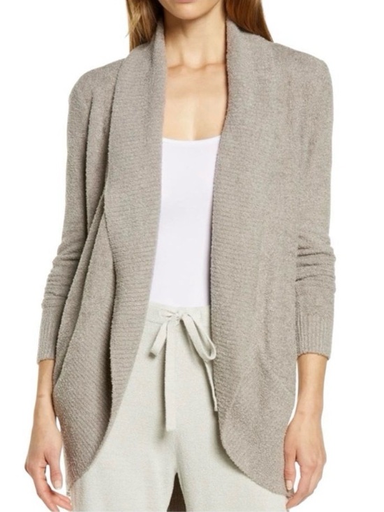 Barefoot Dreams Sweaters - Barefoot Dreams Cozy Chic Lite Circle Cardigan Taupe Medium Lounge Soft Warm